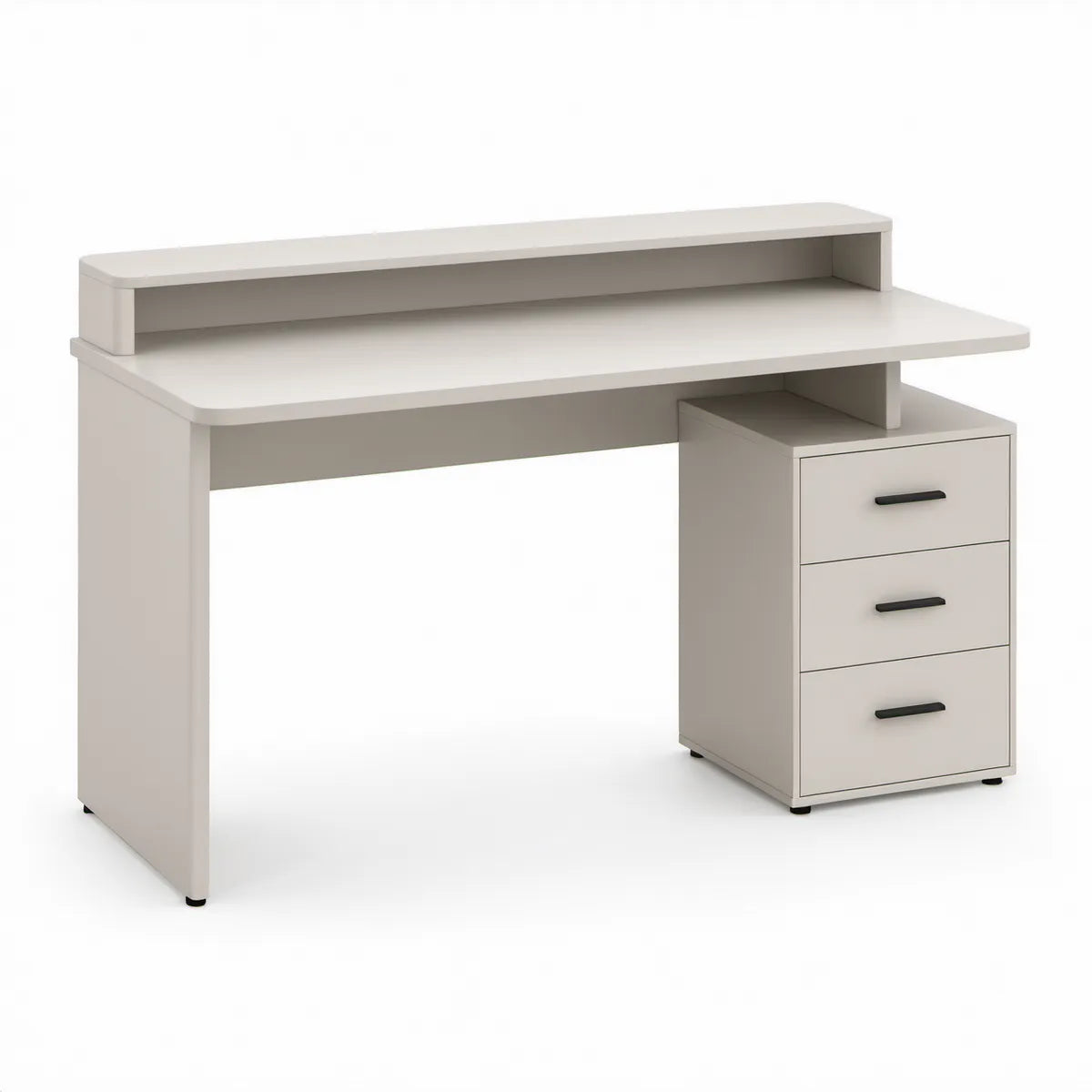 Secretária Branca 120 x 60 x 90 cm com 3 Gavetas e Prateleira Superior