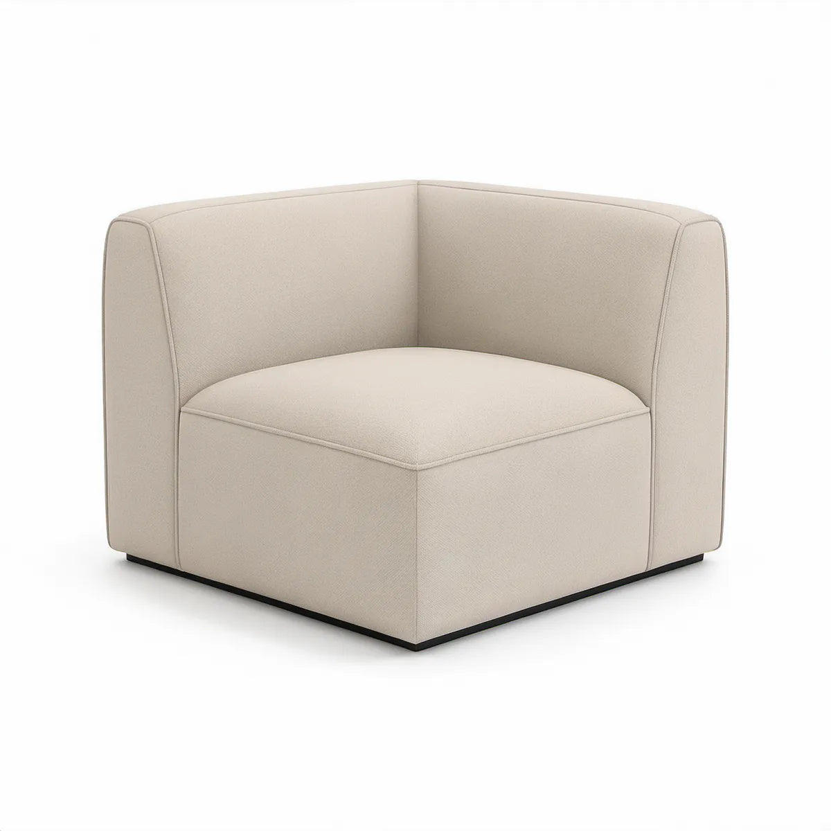 Poltrona Quadrada em Poliéster Bege e Preto 85 x 80 x 75 cm