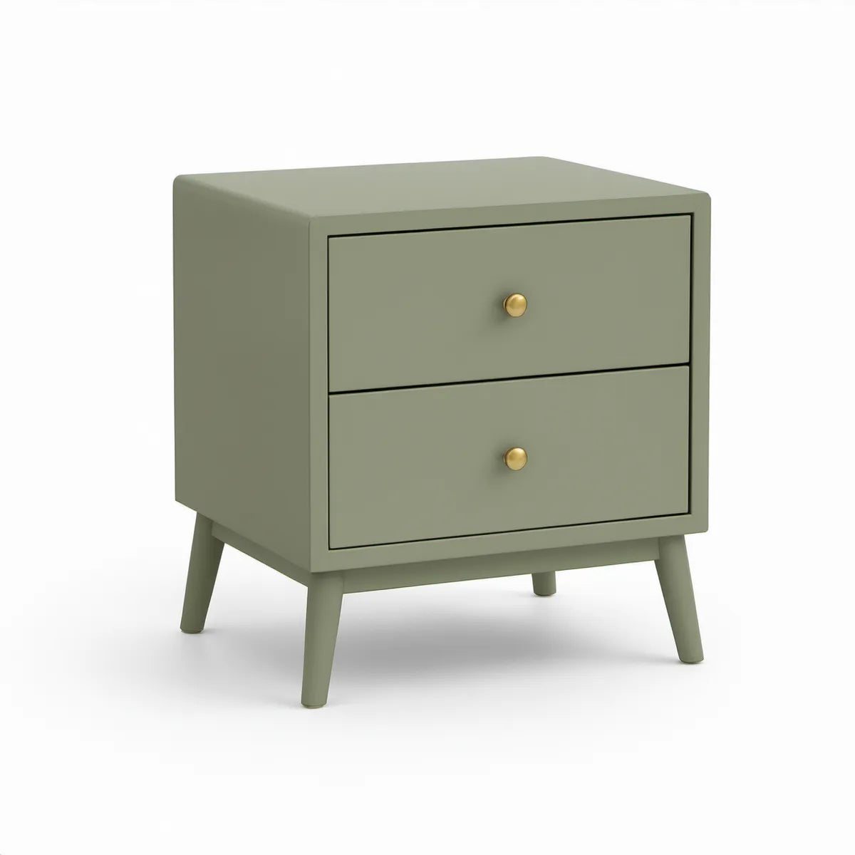 Mesa de Cabeceira em MDF Verde Sálvia com 2 Gavetas, 45 x 35 x 60 cm