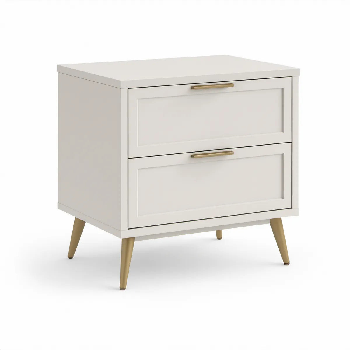 Mesa de Cabeceira com 2 Gavetas em MDF Branco e Dourado 60 x 40 x 65 cm