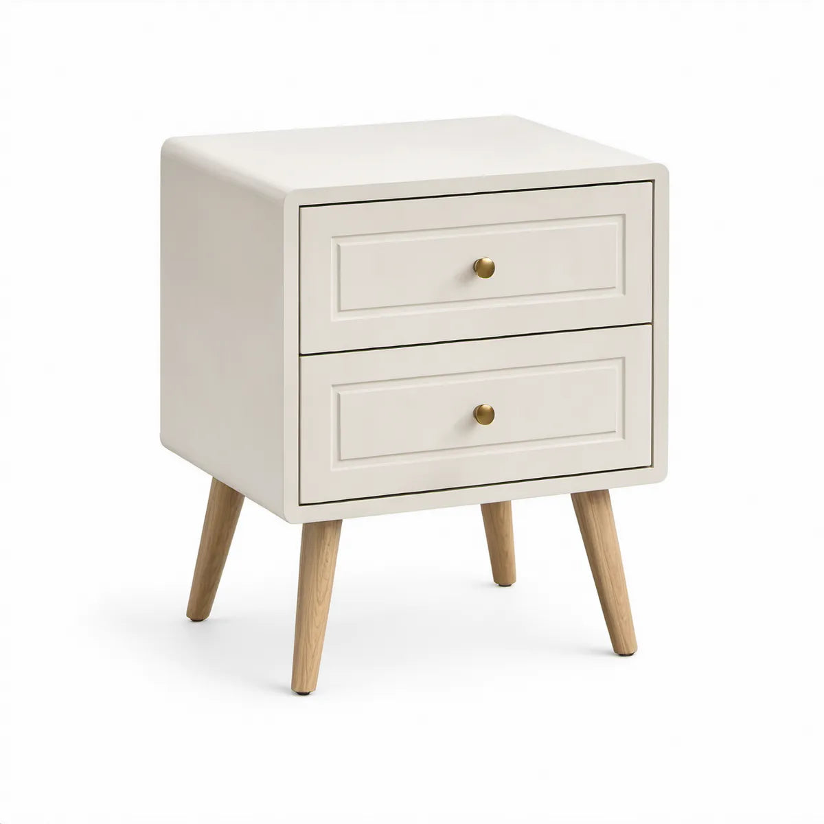 Mesa de Cabeceira Retangular com 2 Gavetas em MDF Branco, 45 x 35 x 60 cm